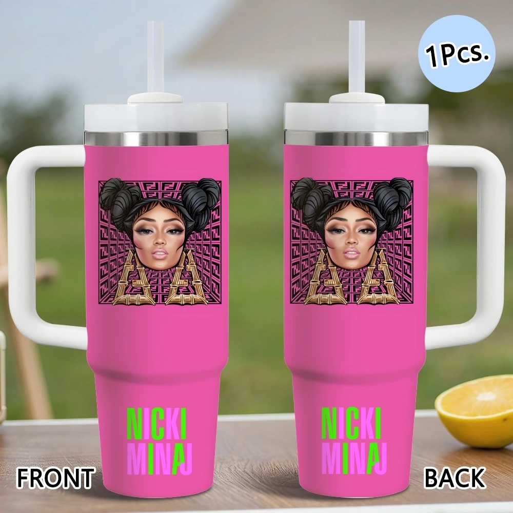 N-nicki Minaj Singer Vacuum Flasks 40oz Stainless Steel Insulated Tumbler with Handle & Straw Leakproof Travel Mug