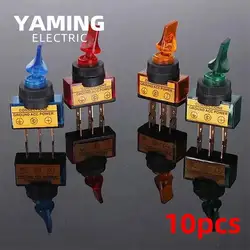 10pcs 12V 20A Led Illuminate Flick Rocker Button Toggle Switch ON-OFF Car Van Dash Boat Light Connections Ground Power ASW-14D