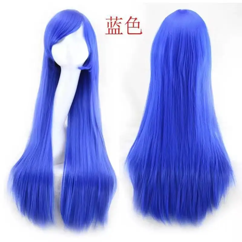 80cm straight hair with slanted bangs wig for women, high-end hair cover with natural and realistic scalp design