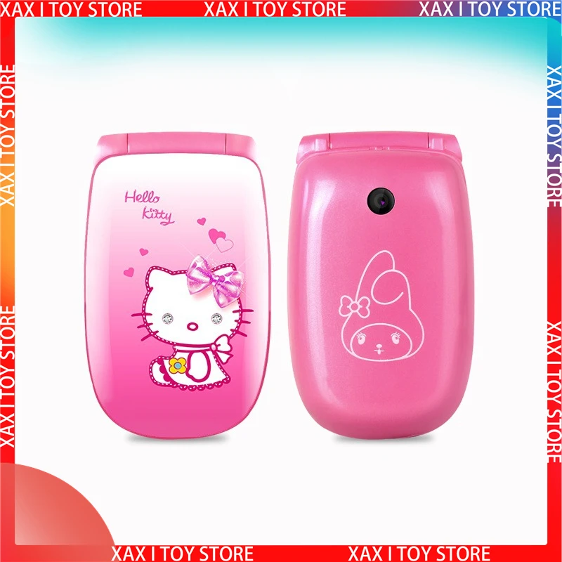 Anime Sanrio K688 Kawaii Hellokitty Flip Action Figures Model Mobile Phone Cartoon Cute Student Russian Mobile Phone Girl Gift