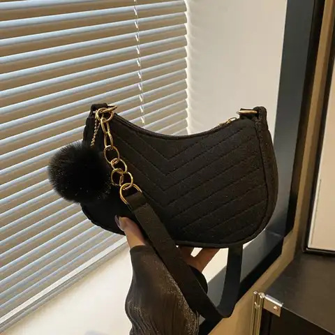 Mini Women Shoulder Bags Fashion Felt Women's Bag Advanced Design Underarm Handbags Mini Saddle Bag