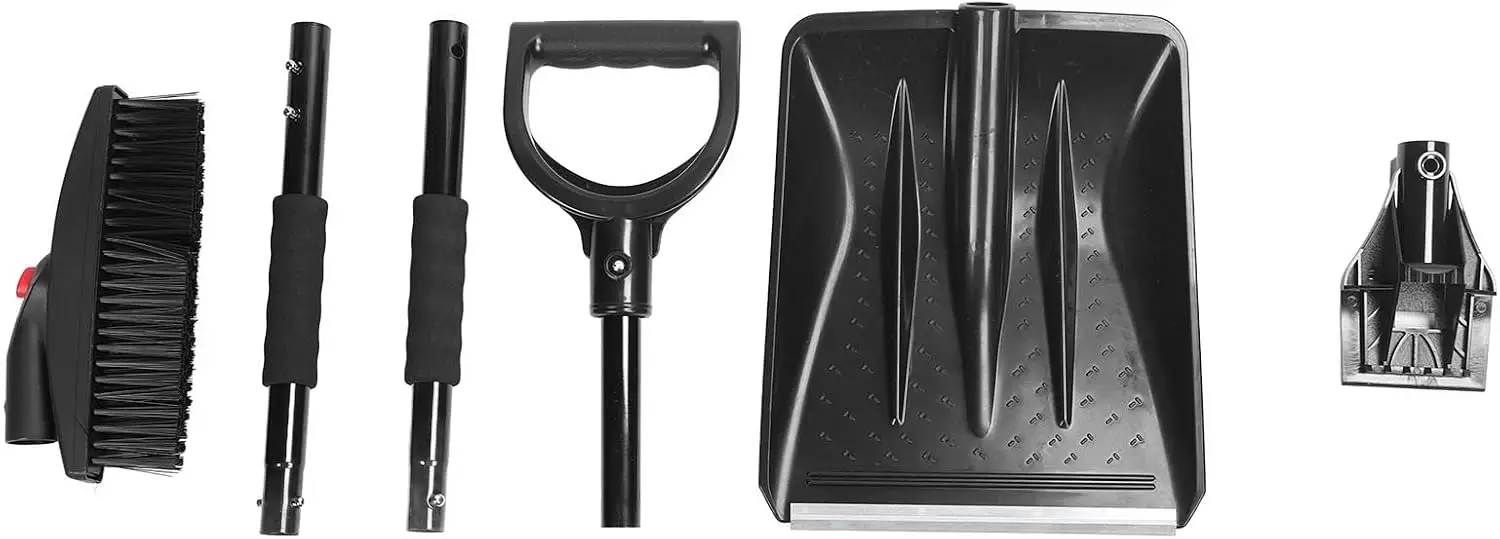 Shovel for Digging,Wooden Garden Shovel,3 in 1 Snow Shovel Set, Portable Collapsible Snow Shovel with Ice Scraper Brush for Gard
