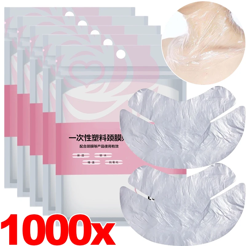 100/1000pcs Plastic Film Neck Masks Wrap Disposable Transparent PE Mask DIY Neck Mask Stickers Paper Beauty Skin Care Tool Kits