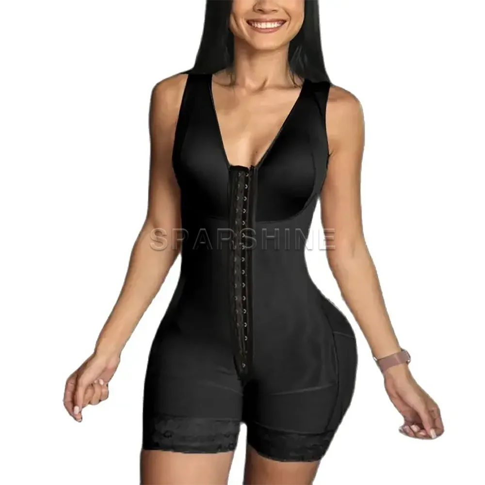 Fajas Colombianas High Compression Slimming Waist Trainer Butt Lifter Abdominal Control Corset With Front Closure Hook-Eye