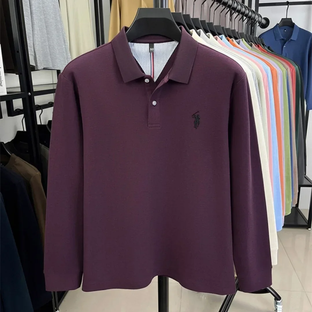 100 % reine Baumwolle, hochwertige Marke, Herren-Polohemd mit langen Ärmeln, Herbst-/Winterkollektion, modisches, luxuriöses Golfoberteil mit Stickerei, lässiges T-Shirt. – Detail 19