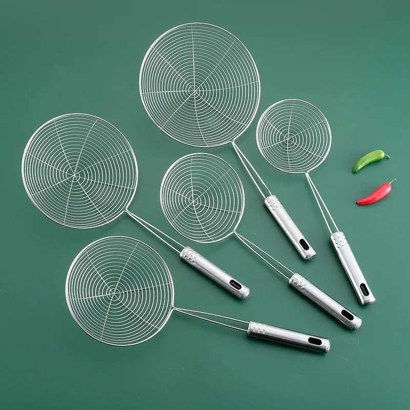 Multi Size Stainless Steel Skimmer Spoon with 9-Bead Handle, Wire Strainer Ladle for Hot Pot, Noodles and Deep Frying