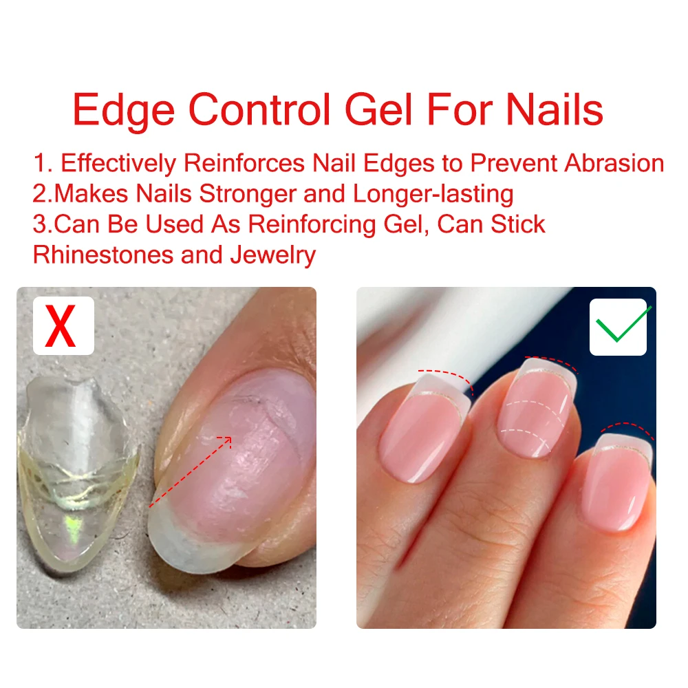 KODIES GEL Nail Edge Control Gel Polish Strong Reinforce Gel Base Coat 15ml Semi Permanent UV Shine Top Coat Manicure Nail Art