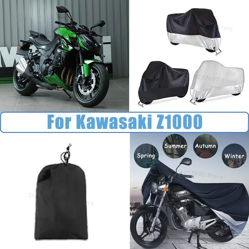 210D Oxford Motorcycle Cover Waterproof All Season UV Protection For Kawasaki Z1000 Anti-Tear Windproof Motorbike Cover