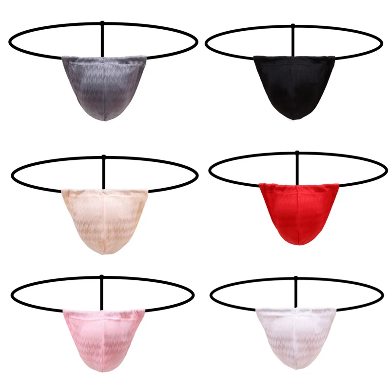 

6PCS Men Underwear Thongs G-Strings Low Waist Brushed Jacquard String Thong Sissy Tanga Lingerie Men's Sexy Underpants