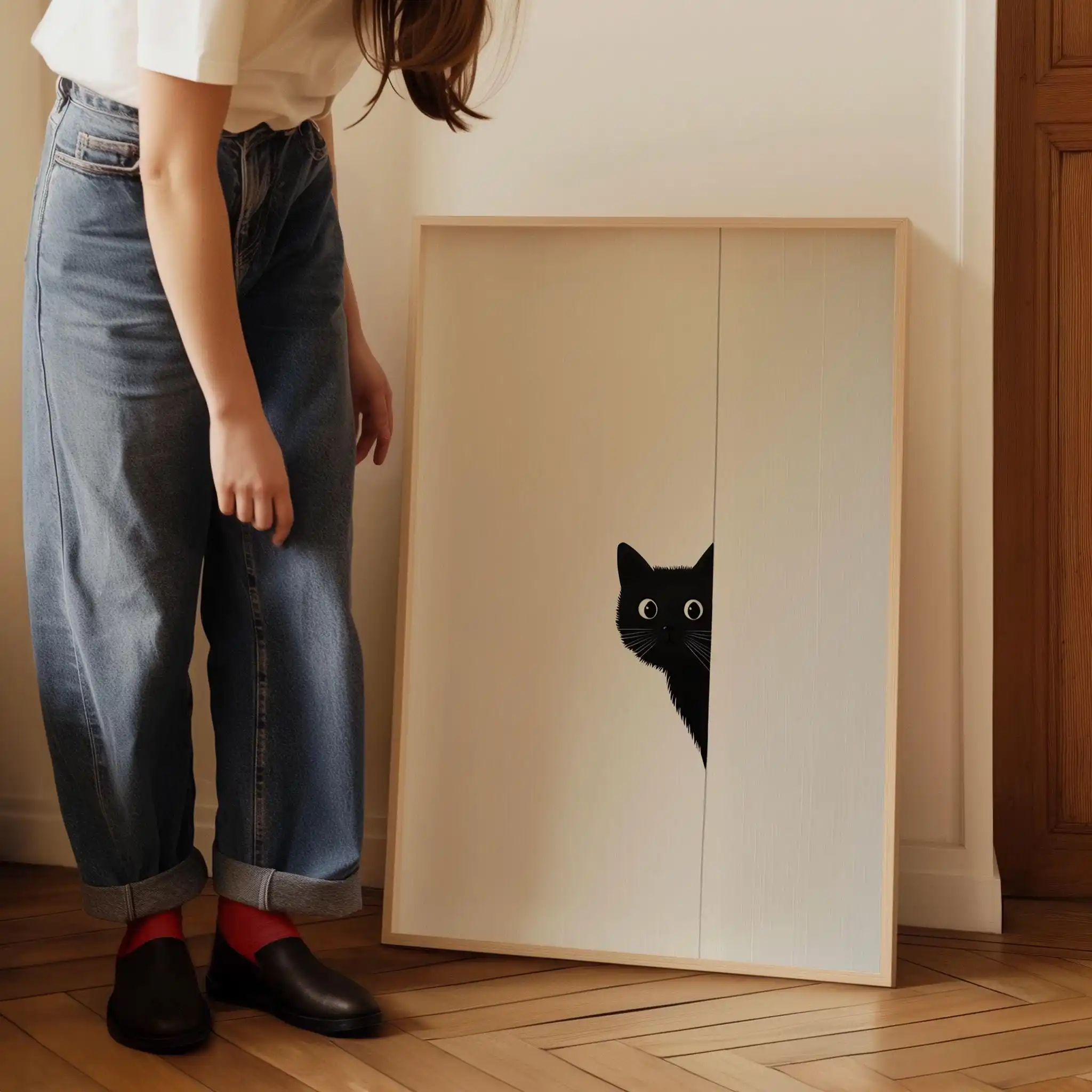 Funky Cat Print Cute Cat Poster Trendy Cat Wall Art for Funny Decor, Aesthetic Dopamine Decor for Cat Lovers as cat themed gifts