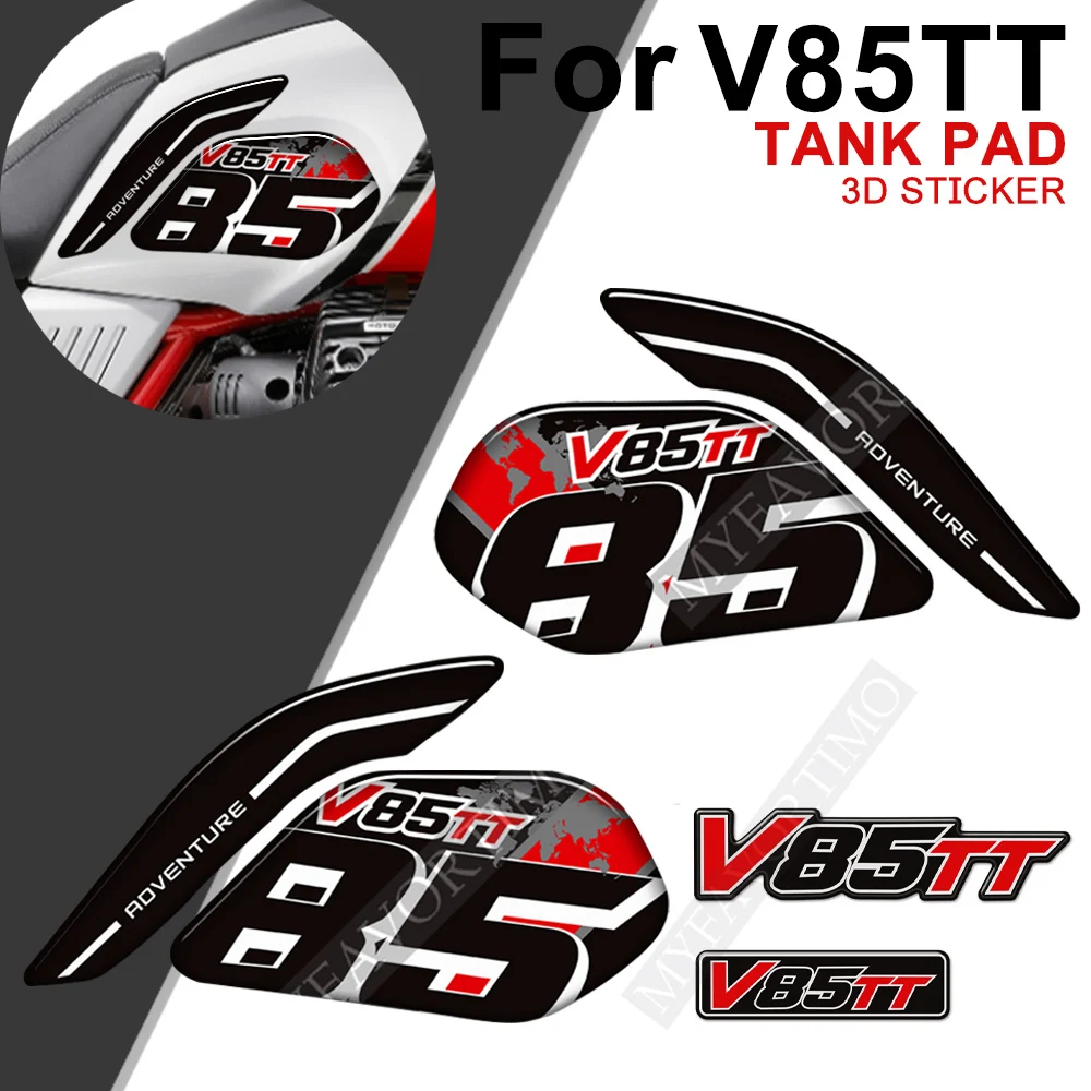 Untuk Moto Guzzi V85TT V85 TT bantalan tangki sepeda motor stiker pelindung kaca depan Windscree bagasi decal kasus lambang