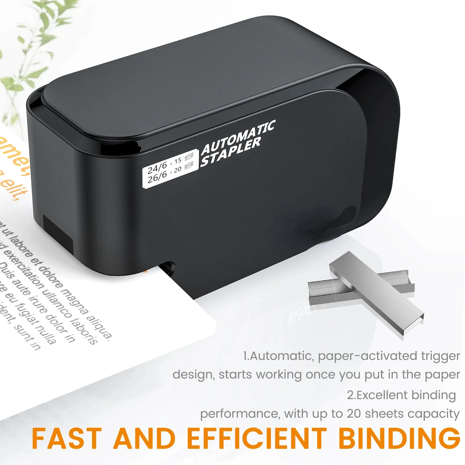 automatic electric Stapler, With free 2000 staples, 20-sheet capacity, Dual power supply, office,school binding supplies