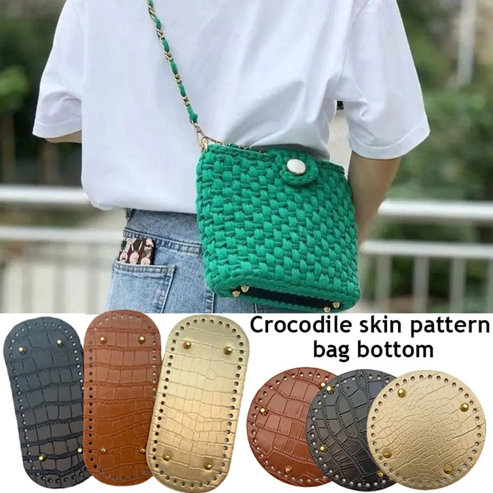 New Long Bottom for Knitted Bag PU leather Bag Base Handmade Bottom With Holes Diy Crochet Bag Bottom Accessories