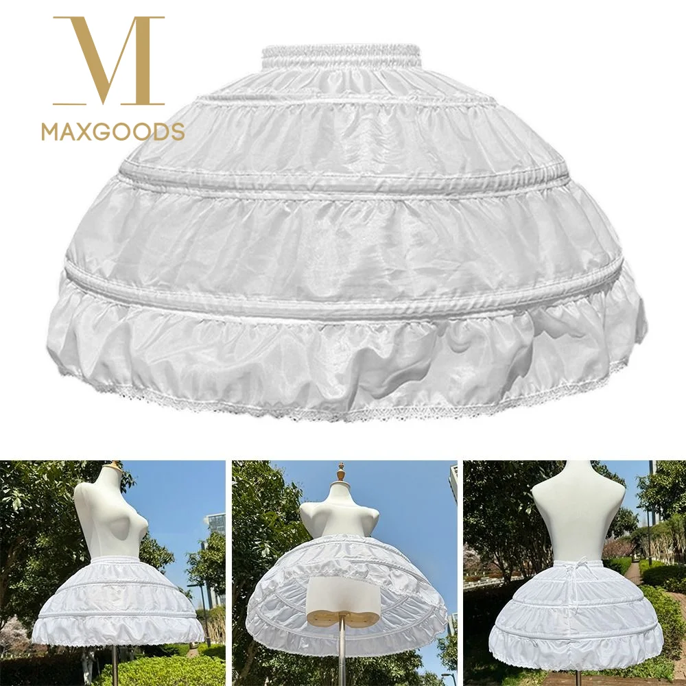 Fashion Lolita Petticoat White With Hoop Ball Gown Petticoats Adjustable Breathable Crinoline Skirt Party Dress
