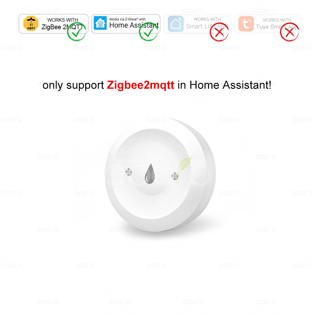 Tuya Zigbee Wassersensor Überschwemmungsleckdetektor Wasserverknüpfung App Alarmsensor für Küche/Badezimmer Unterstützung Smart Life Zigbee2mqtt
