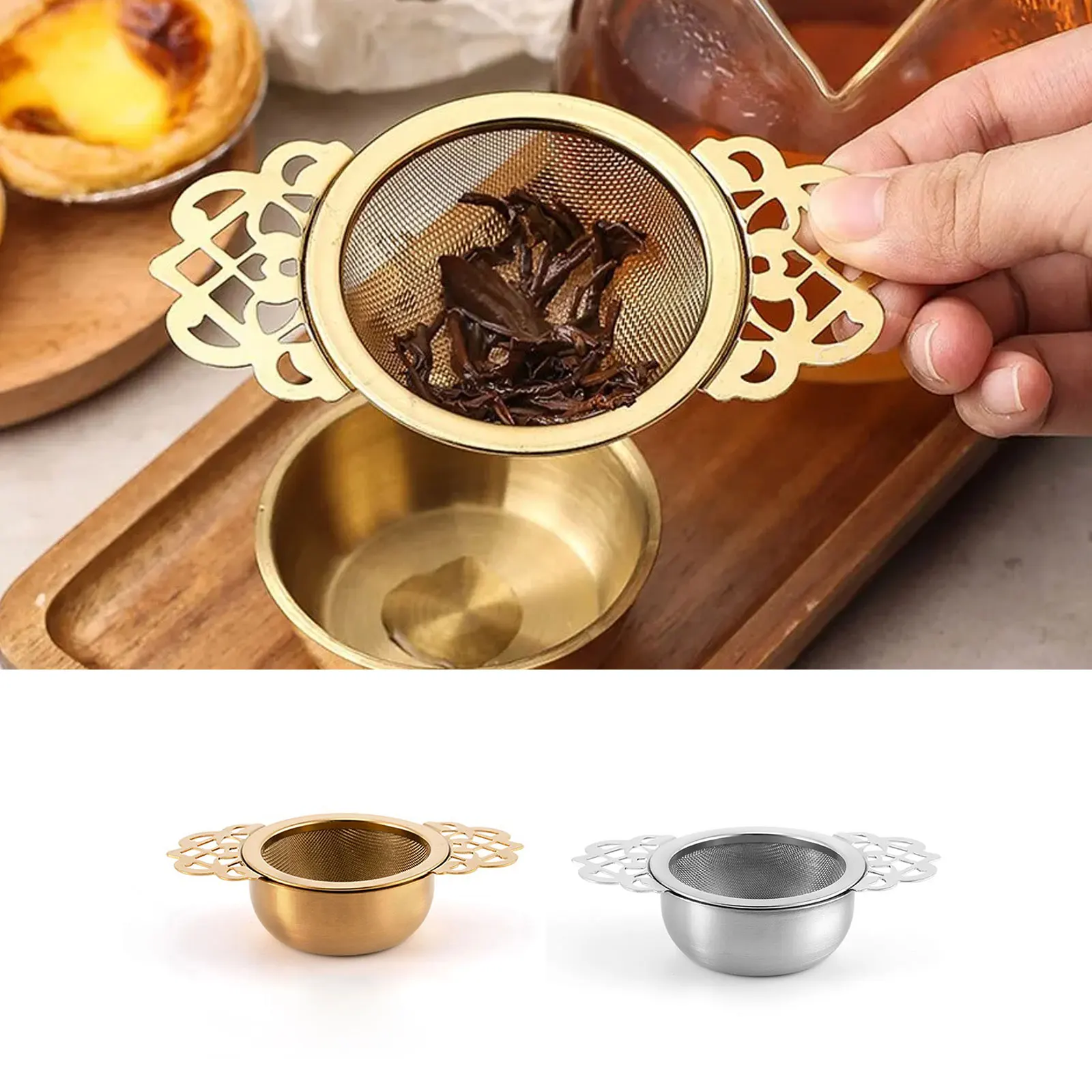 

Tea Strainer Double Ear Fine Mesh Stainless Steel Spice Infuser Filter Tea Maker Teaware Kitchen Accessories