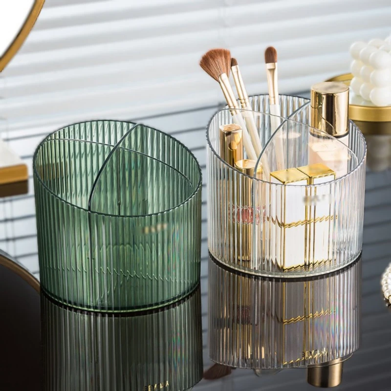 Desktop Cosmetic Organizer Acrylic Transparent Plastic Box Compartment Lipstick Case Dormitory Makeup Brush Bucket Pencil Holder