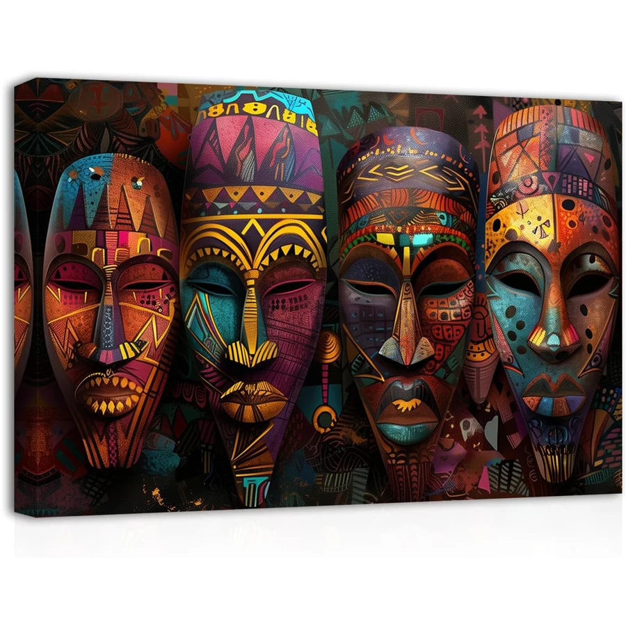 

Diamond painting kit African Mask Wall Art Vintage Traditional Tribal Ethnic Mask Pictures of rhinestone mosaic home decor craft