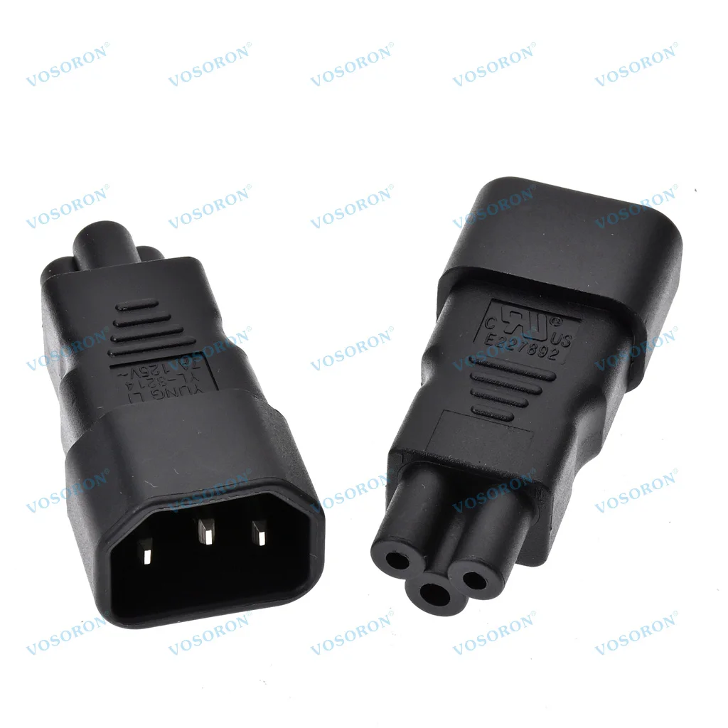 IEC 320 C14 Male to C5 Cloverleaf Power Adapter, Comply with US Safety Standard 7A 125V Converter for Laptop Monitor