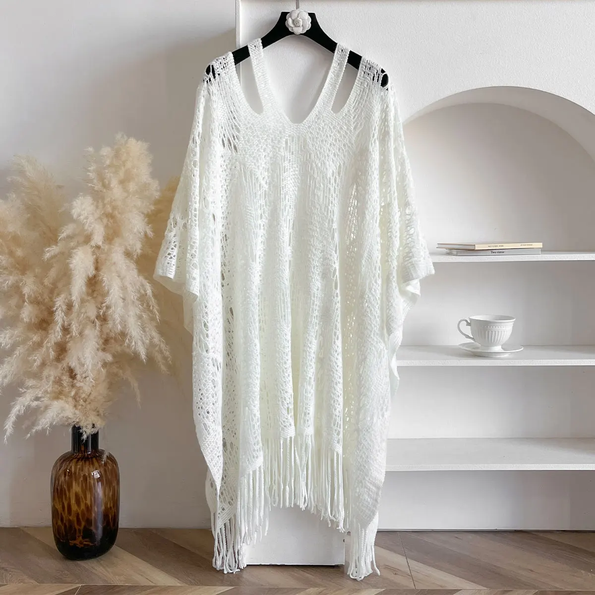 2025 nuevo Floral ahueca hacia fuera el chal con flecos y borlas mujeres capas Vintage Ponchos otoño cárdigan bohemio capa capas bohemias moda