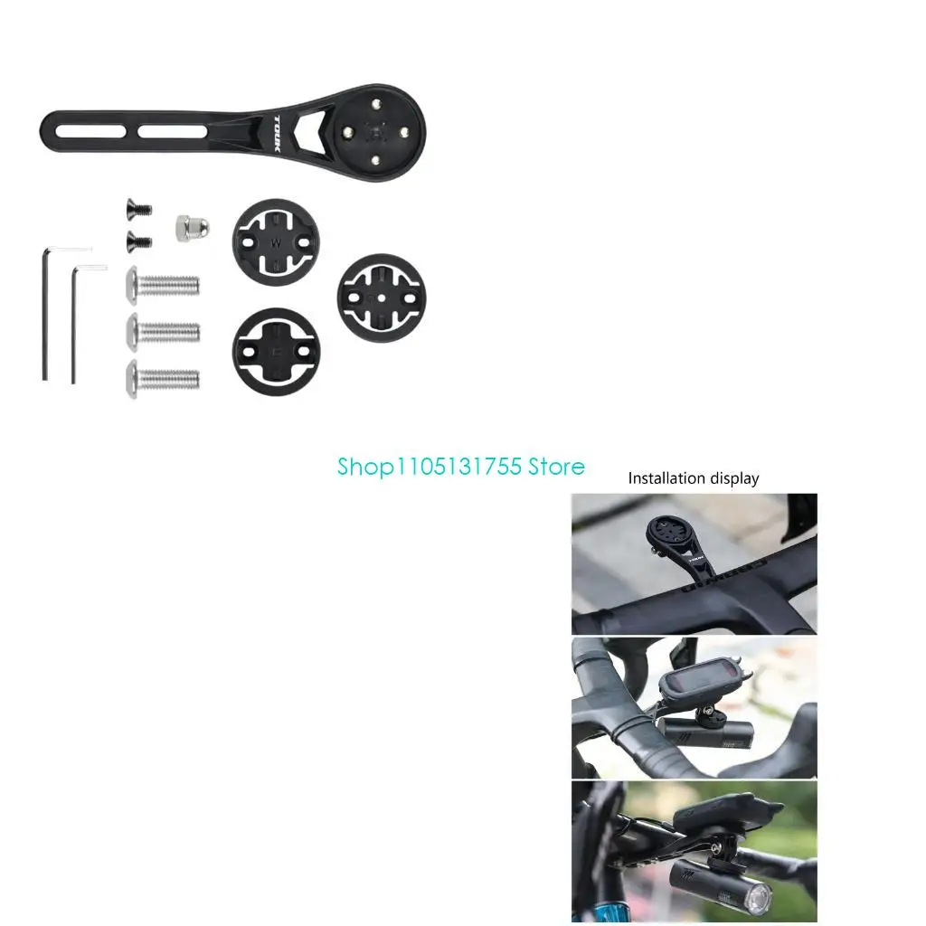 K0EF Road Cycling Computer Mount Set with a Forward Extension Frame Three Selectable Round Bases, Fasteners, Nut, and Two