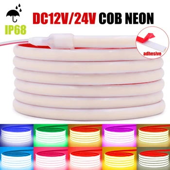 IP68 Su Geçirmez COB LED Neon Şerit Işık 12V 24V 320LEDs/m Kırmızı Buz Mavisi Yeşil Sıcak Soğuk Beyaz Pembe Oda Dış Aydınlatma için