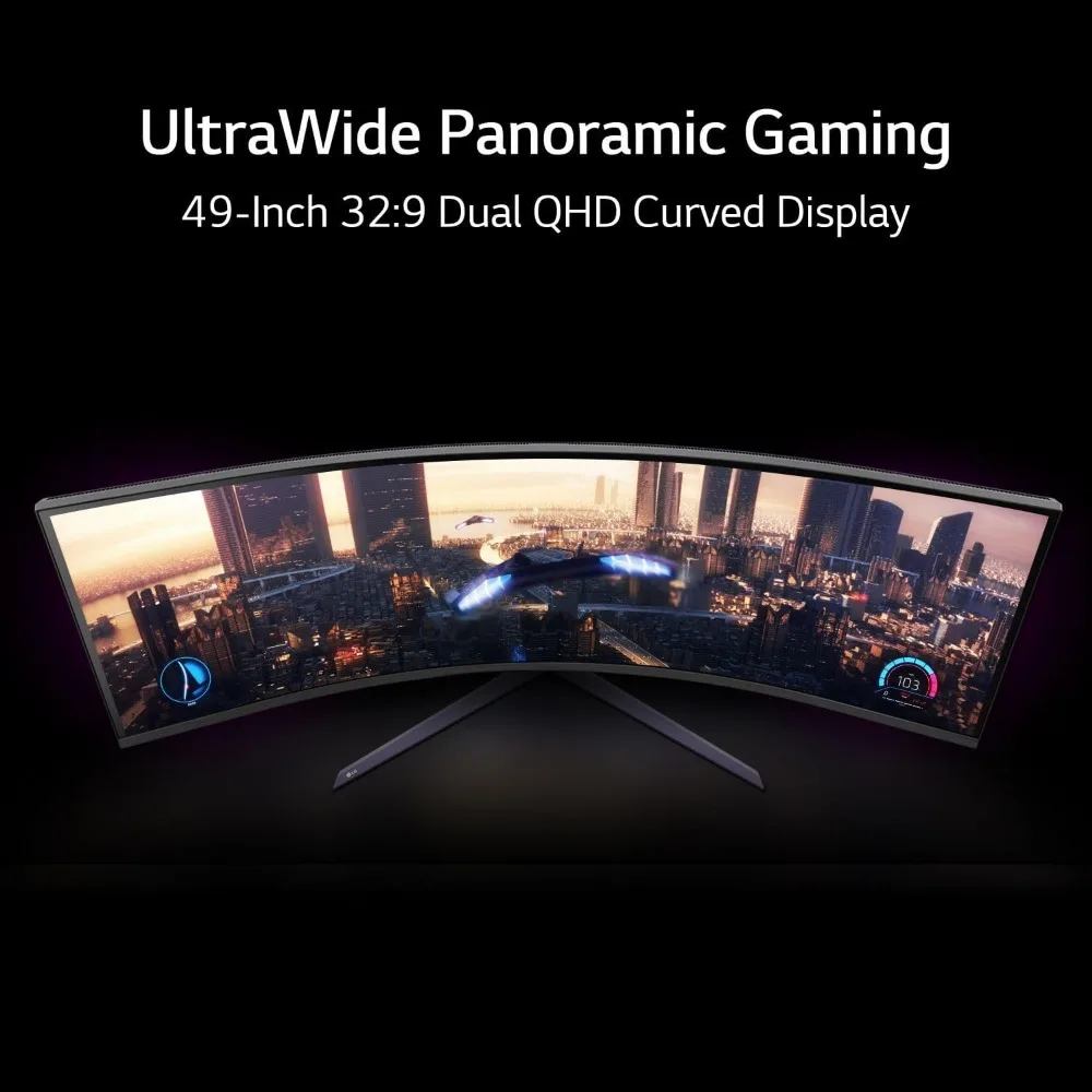 UltraGear-Monitor curvo para jogos, VESA DisplayHDR 1000, HDMI 2.1, Porta de exibição, 49 ", 5120x1440, 240Hz, 1ms, DQHD