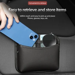 Universal Car Organizer Mesh Storage Bag Net Pocket Phone Holder Net Auto Seat Side Interior Back Sundries Pocket Holder Leather