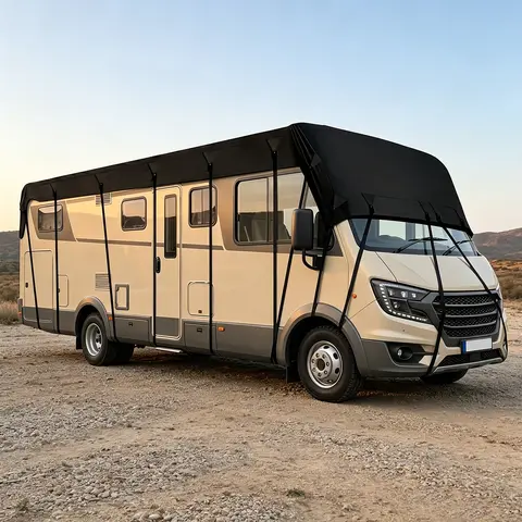 420D Oxford Cloth RV Roof Cover, Waterproof UV Resistant RV Cover With 20 Straps Storage Bag For Class A B C Motorhome Pop-up Camper Travel Trailer