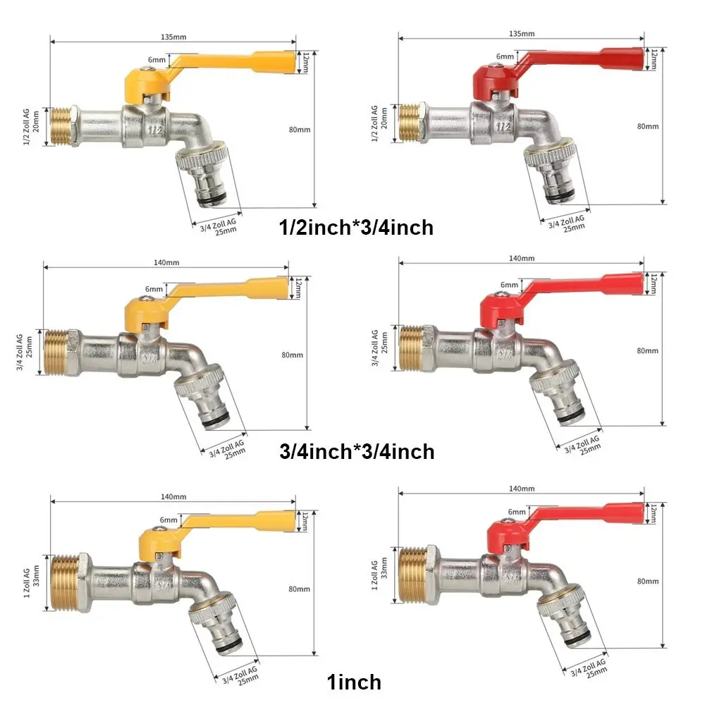All Copper Tap Water Faucet 4/6/8 Points Garden Irrigation Valve Switch One Into One Out Thread Water Splitter Connector