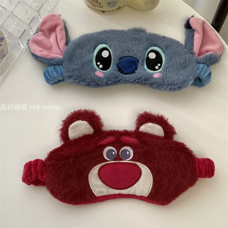 Cartoon Stitch Lotso Eyeshade Lovely Plush Travel Blackout Eye Patch Cute Sleeping Blindfold For Girl Gifts