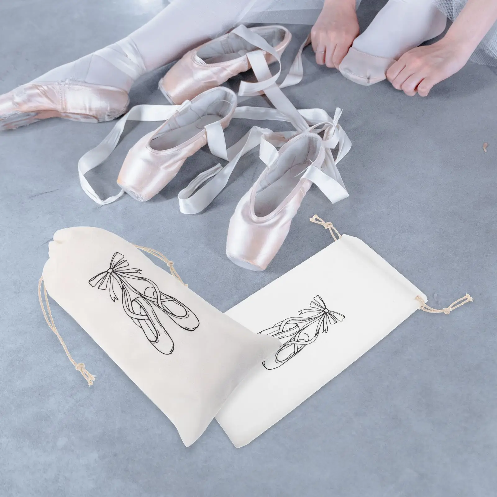 3 Pcs Ballet Shoe Bag Dance Shoes Storage Travel Portable Drawstring Bags Lightweight Lint Material Shoe Holder
