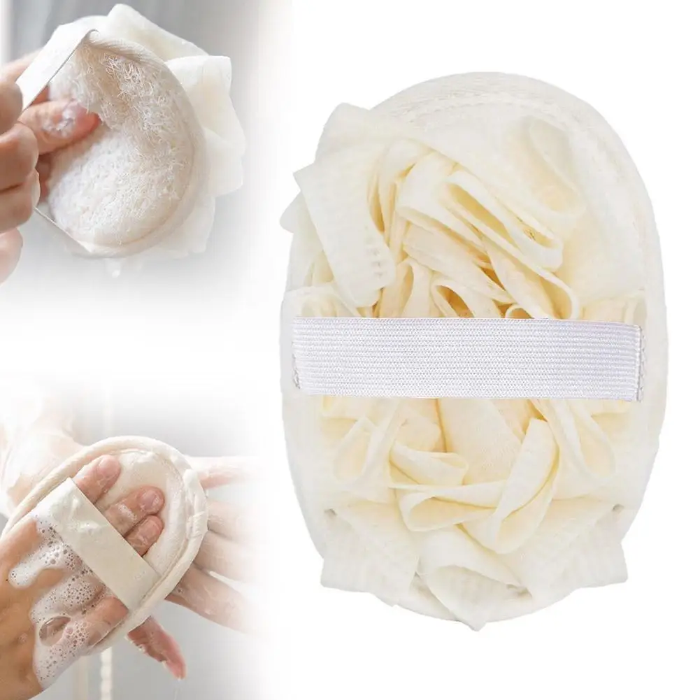 

Natural Loofah Bath Pad with Elastic Hand Strap Dual-Sided Exfoliating & Soft Wash for Gentle Skin Rejuvenation