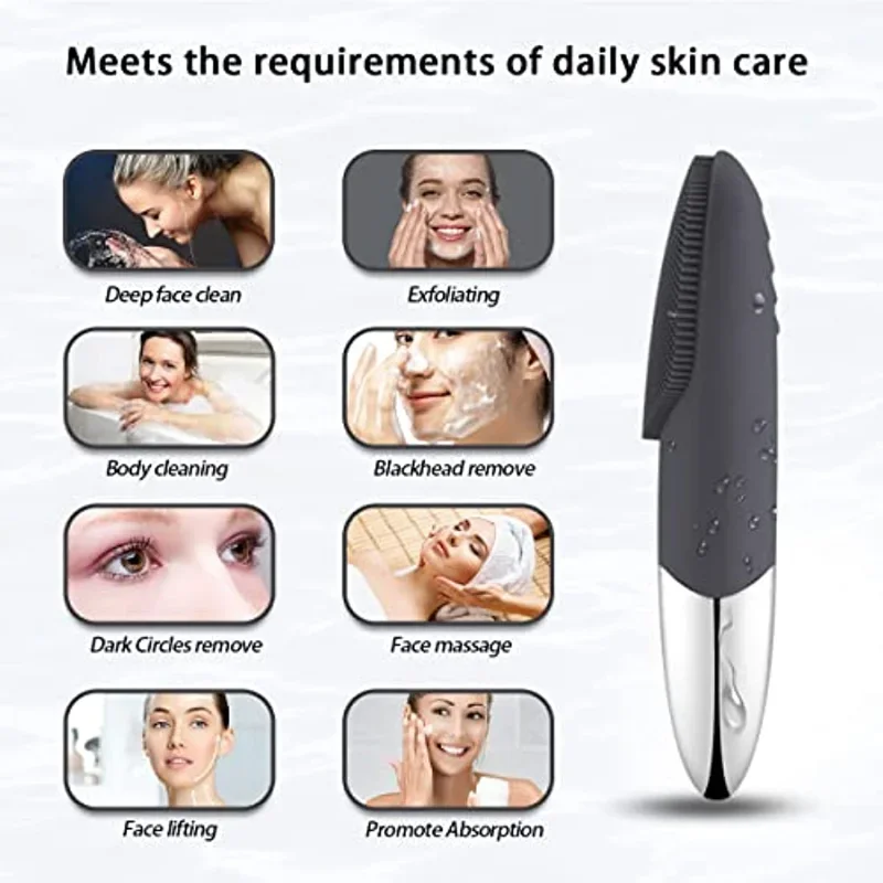 Elektrische Gesichtsreinigungsbürste, Silikon, vibrierendes Massagegerät, Gesichtswäscher-Bürste, Tiefenreinigung, Mitesser-Entferner, Peeling