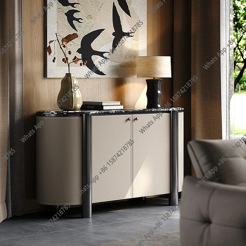 

Modern light luxury high-end dining side cabinet designer new living room wall locker Italian minimalist door cabinet