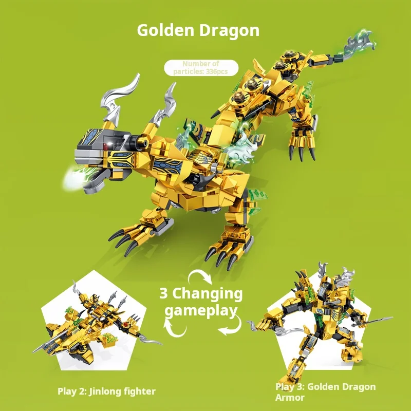 Dragon Transformation Building Block 626002 1340Pcs Puzzle Transformable Beast Combat Mecha Ornament Moc Birthday Gift Children