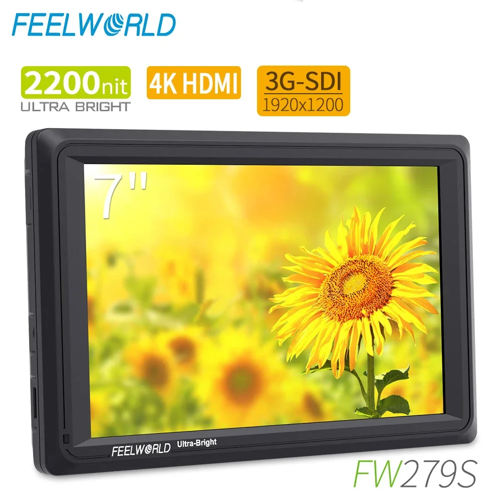 

Feelworld FW279S 7 Inch On Camera DSLR Field Monitor Full HD Bright 2200nit 1920x1200 IPS with 4K HDMI 3G SDI Input Output