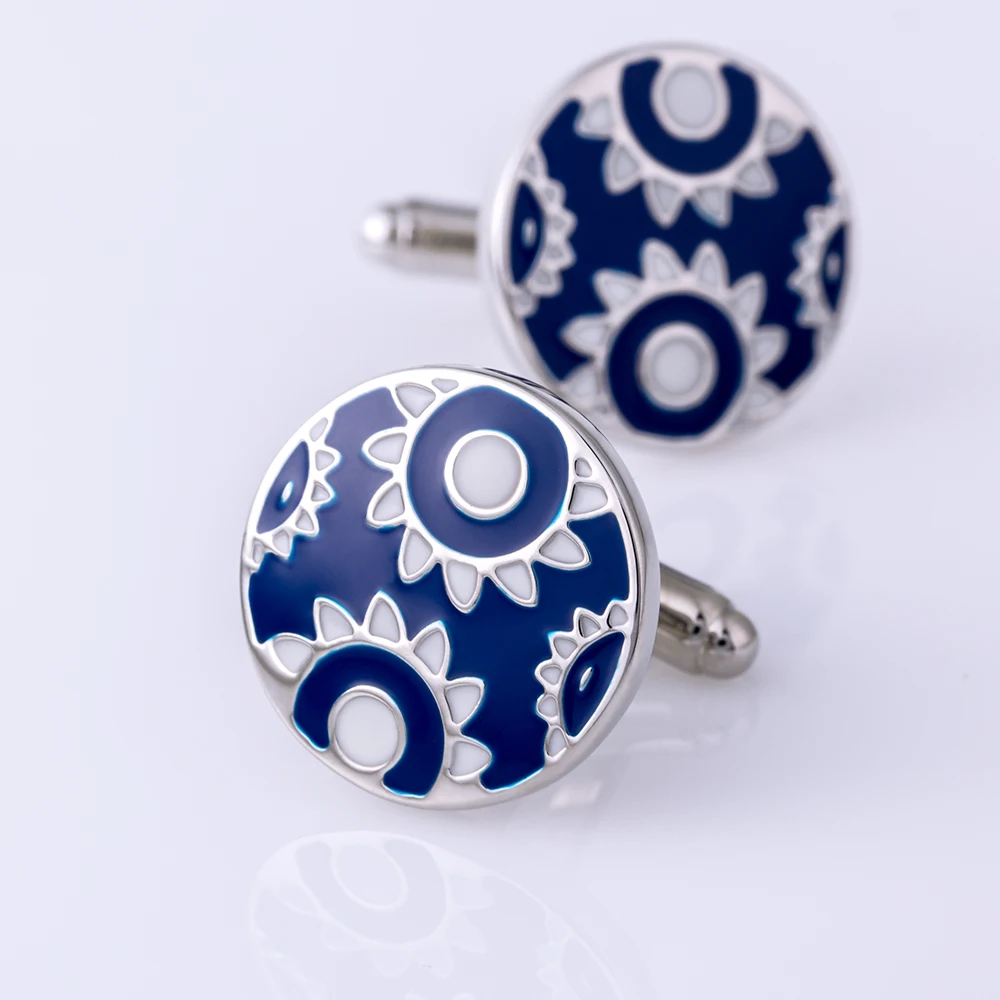 

KFLK Jewelry French shirt Fashion cufflinks for mens Brand Blue Cuff link Wholesale Button Wedding High Quality guests