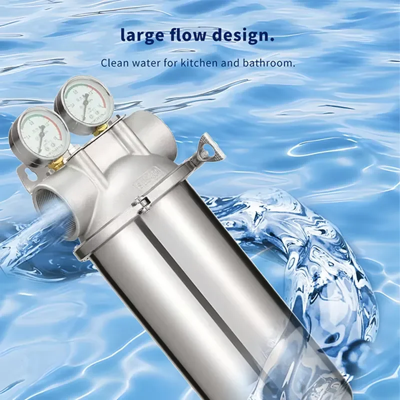 Wosfer Stainless Steel Whole House Large Flow Pre-filter Pipeline Sand Well Water Rural Tap Water Purifier Outdoor