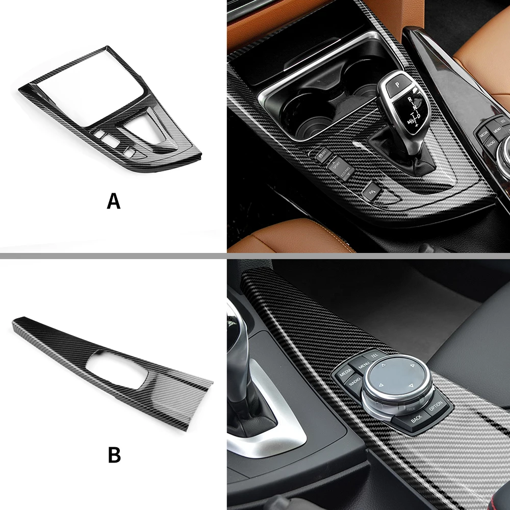 Multimedia Panel Center Gear Shift ABS Carbon Fiber Texture Sticker for BMW 3 4 Series 3GT F34 F30 F31 F32 F36 320i LHD