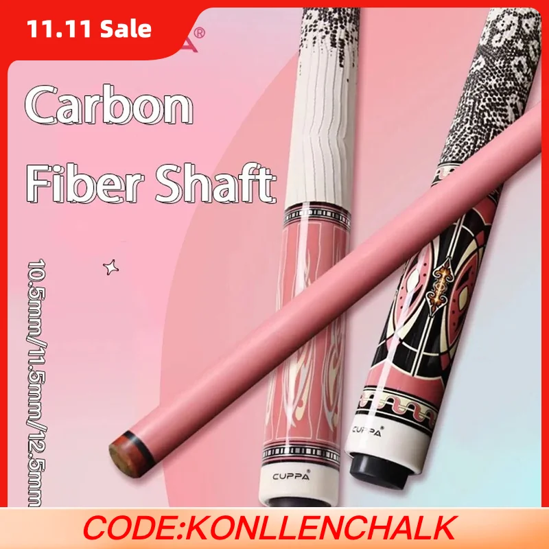 

Cuppa Carbon Fiber Pool Cue Stick Set with Dancer Queen I/II 10.5mm/11.5mm/12.5mm Pink cue for Girl Woman Billiard cue