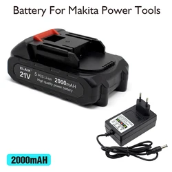 The new 2AH high-power durable lithium battery, charger, suitable for Makita 21V series electric tool