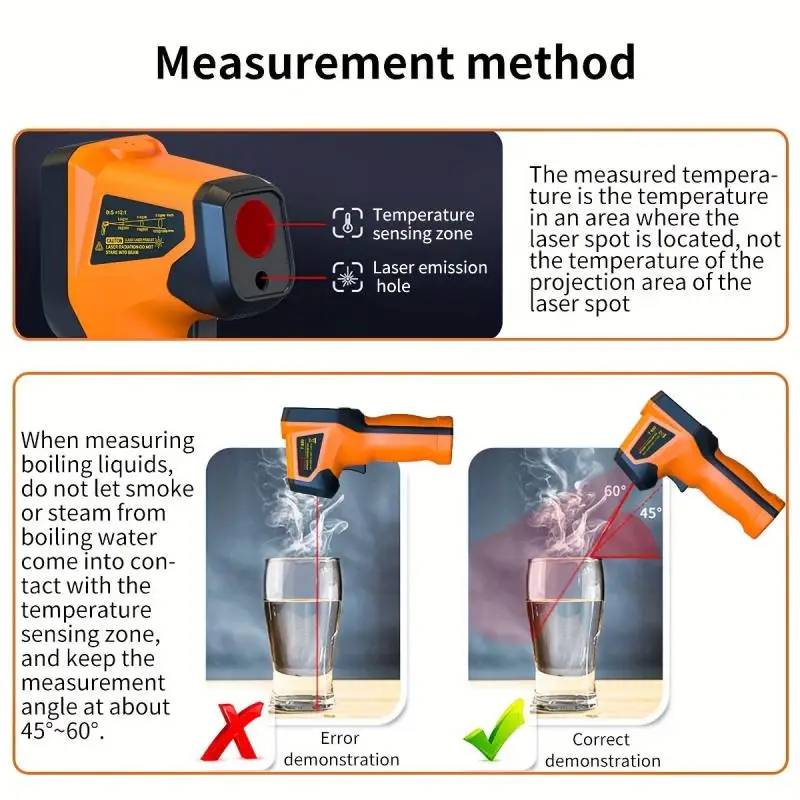 Infrared Thermometer Gun Handheld Heat Temperature Gun For Cooking Tester Pizza Oven Grill & Engine - Laser Surface Temp