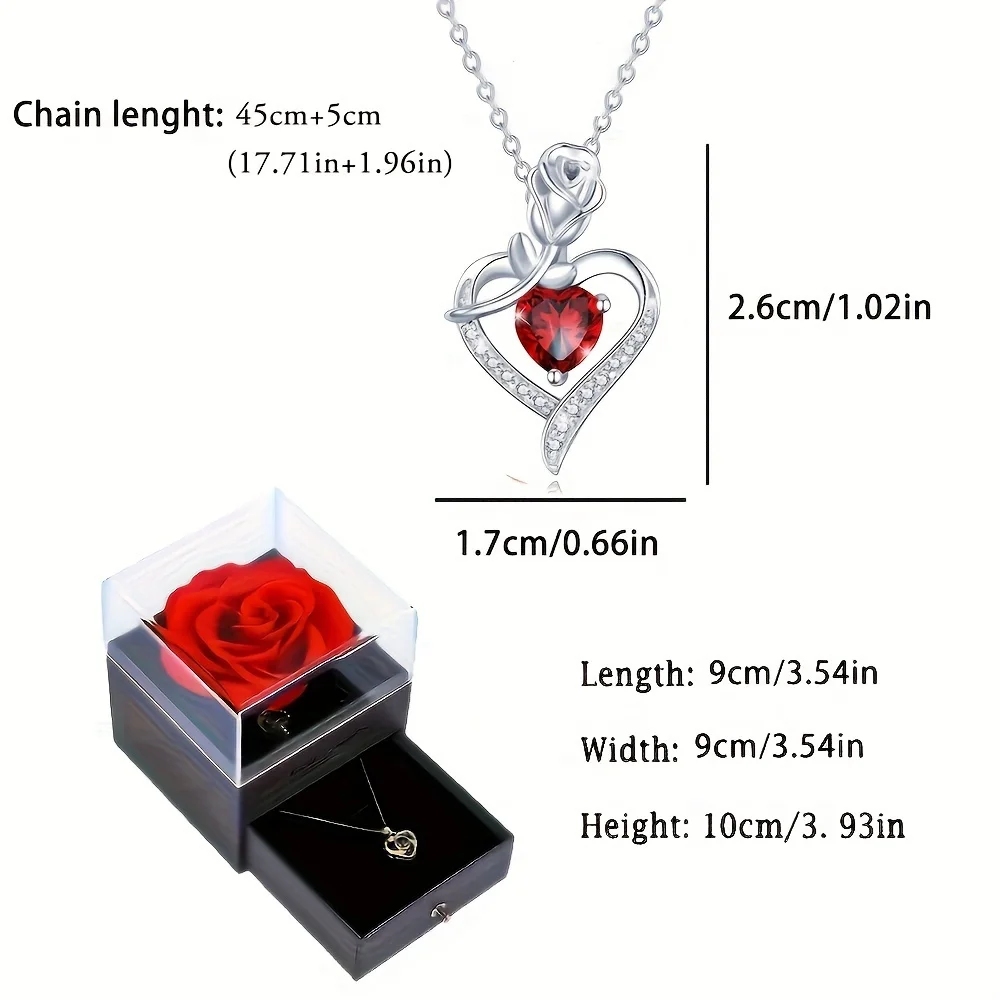 Collana di lusso con cuore in zircone rosso con confezione regalo rosa per fidanzata compleanno natale regalo di san valentino 2023 accessori