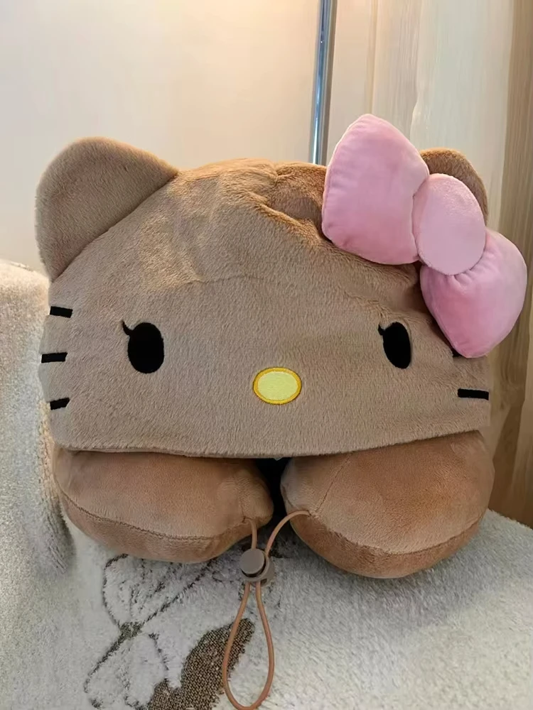 Kawaiihello Kitty مقنعين وسادة على شكل حرف U الكرتون لطيف وسادة قبعة تعتيم السفر الأساسية قيلولة وسادة النوم