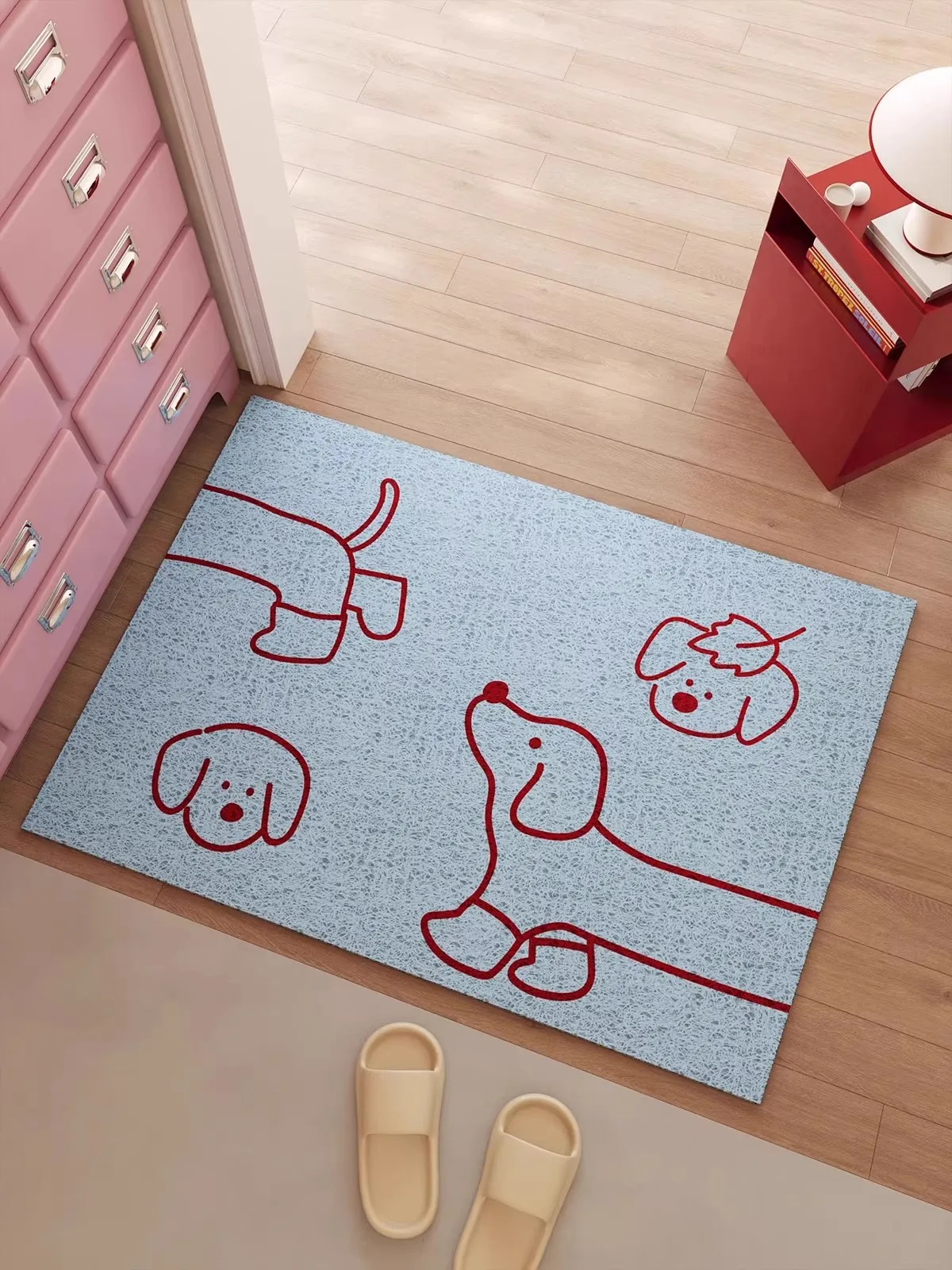 

Cartoon PVC Welcome Doormat Korean Style Cute Dog Cuttable House Entrance Mat Carpet Anti Dust Pad Outdoor Aesthetic Home Decor