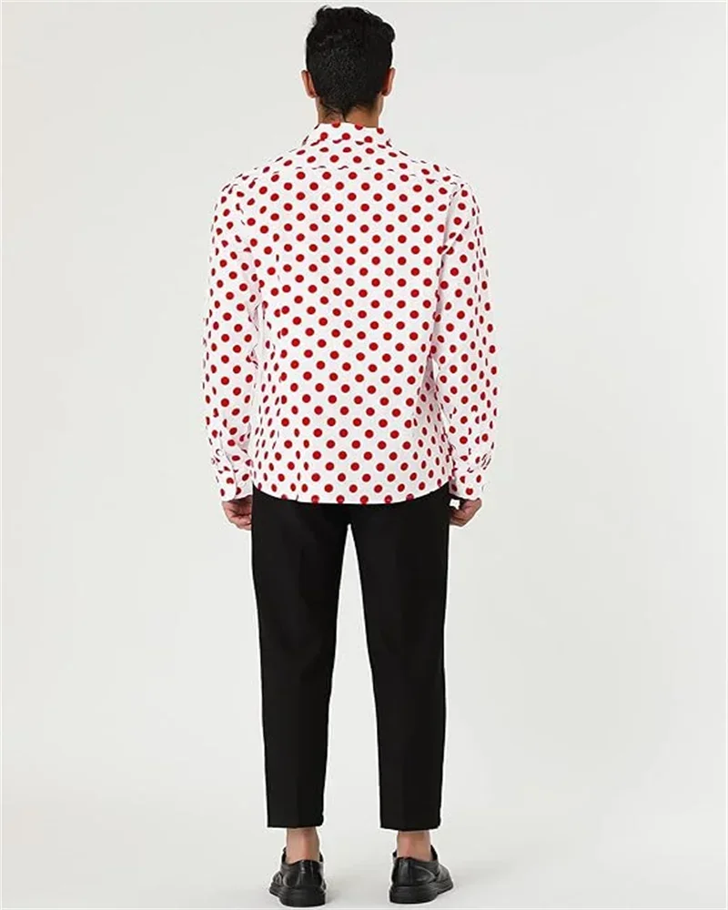 

Stylish Men's Shirts 10 Colors Polka Dot Long Sleeve Slim Shirt Printed Lapel Button Long Sleeve Shirt Clothing Designer Design