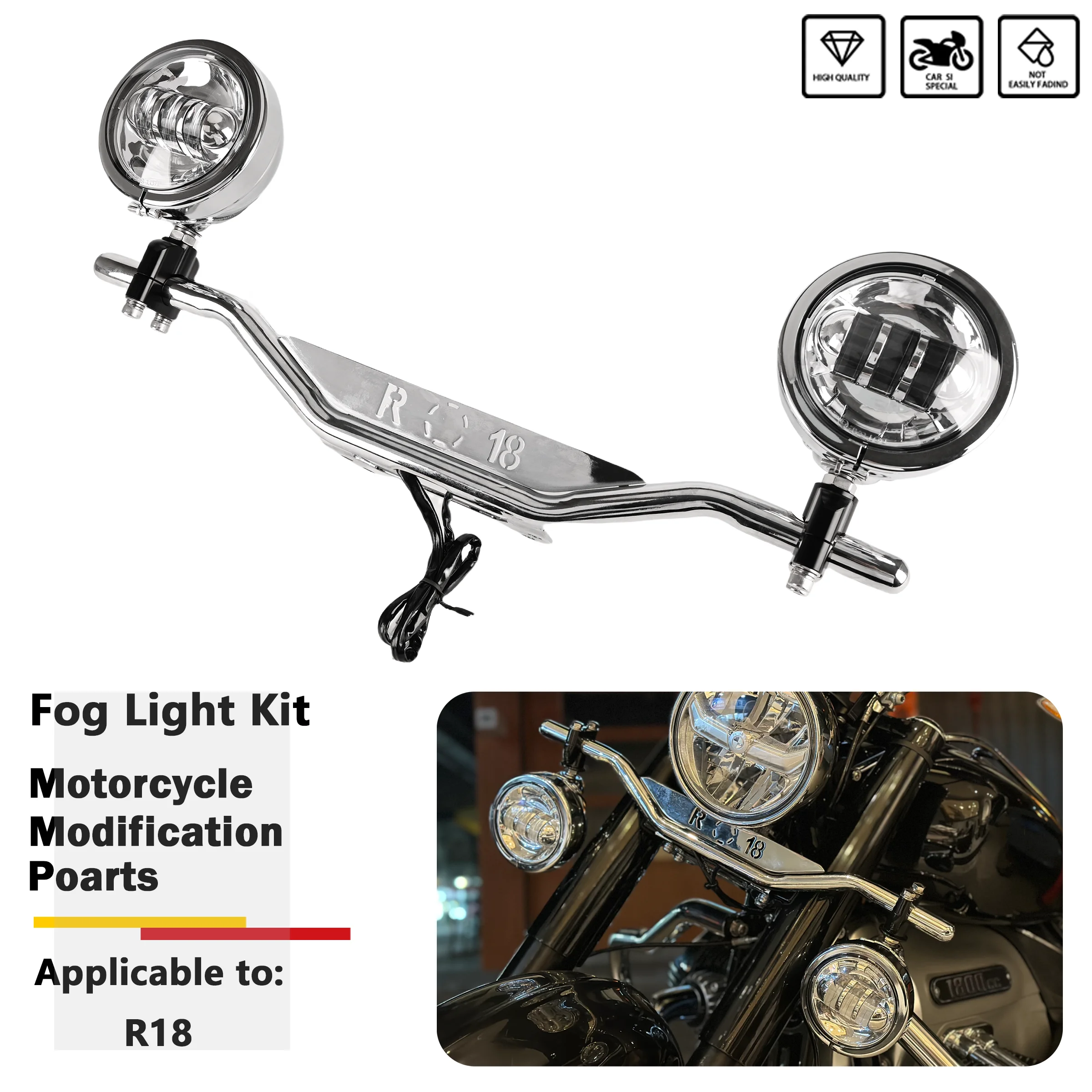 

Fits For BMW R18 100 Years R 18 Classic 2020-2024 4.5in E9 Mark Fog Lights LED Auxillary Headlight Bracket With Switch Cable Kit