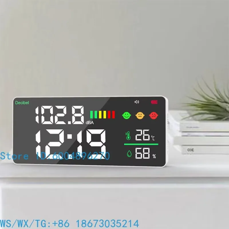 DM165A Decibel meter, wall-mounted noise chronograph, temperature, humidity, rechargeable, English