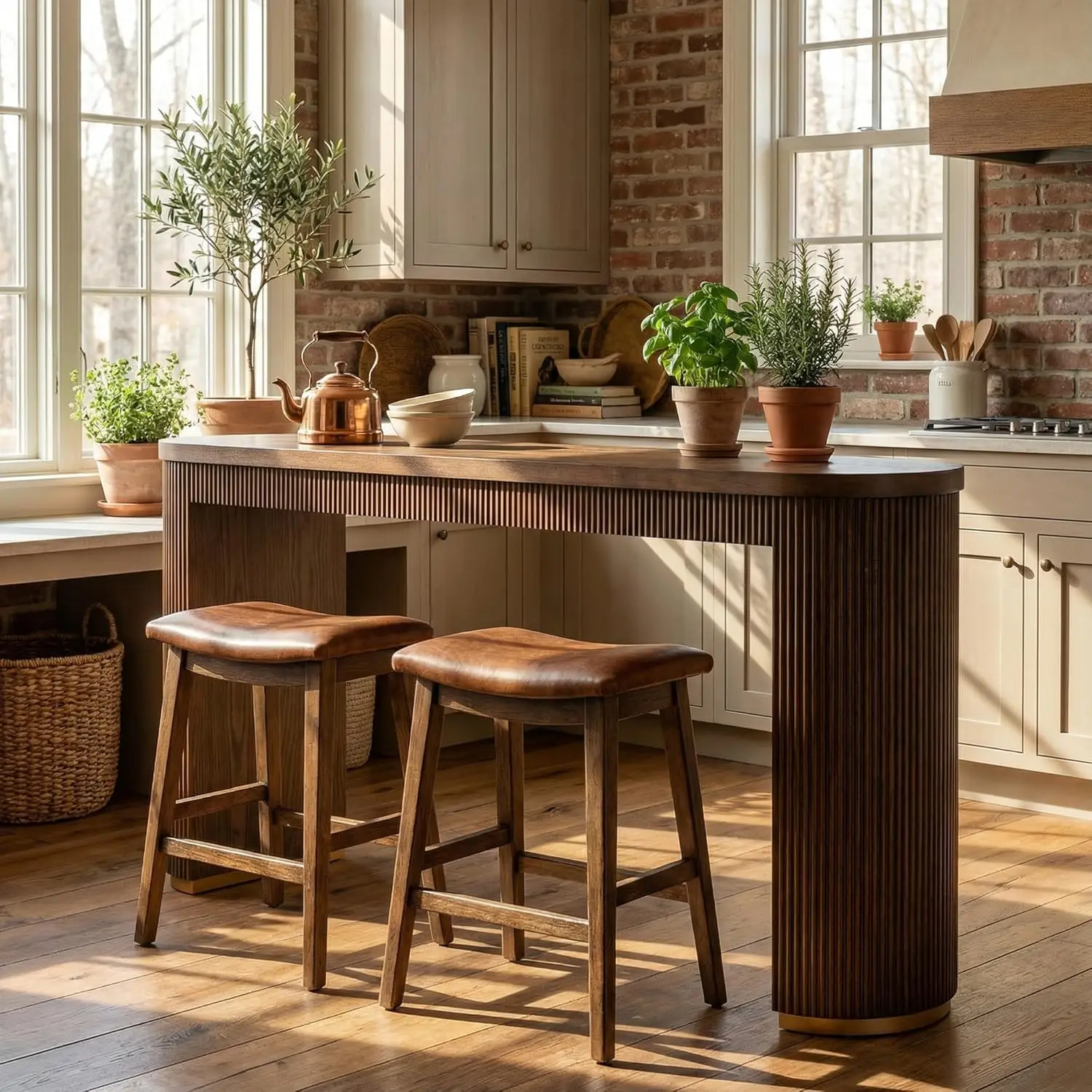 

Dory 64'' Long Oval Kitchen Bar Table for Home Kitchen/Dining Room, Sturdy Wooden Counter Height Pub Table with Double Pedestal